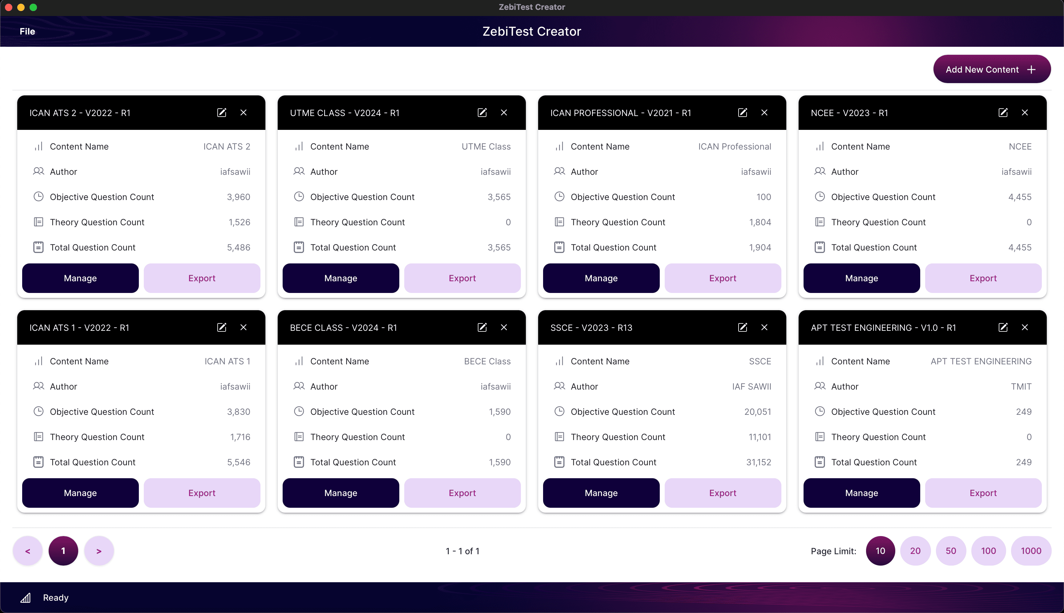 ZebiTest Creator Interface